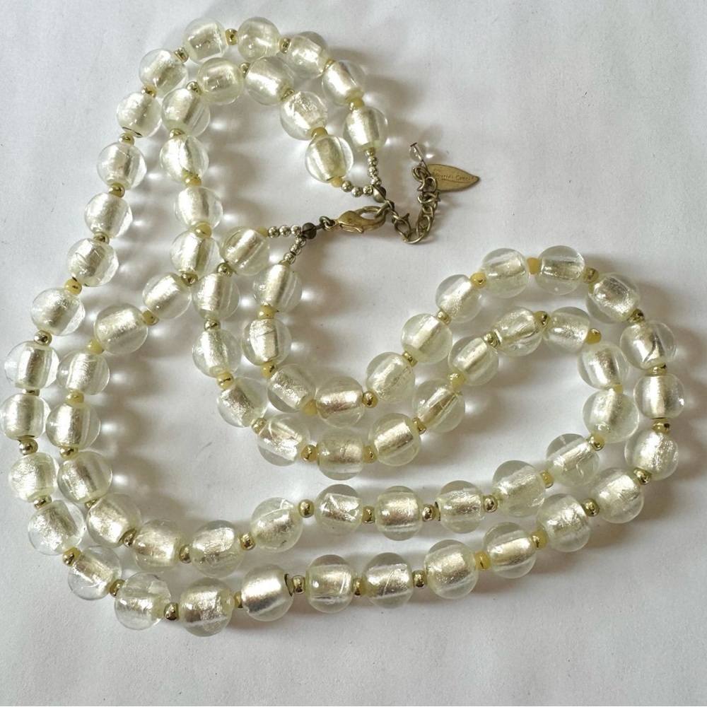 Coldwater Creek Vintage Art Glass Pearl Infused 19” Bead Necklace EVC